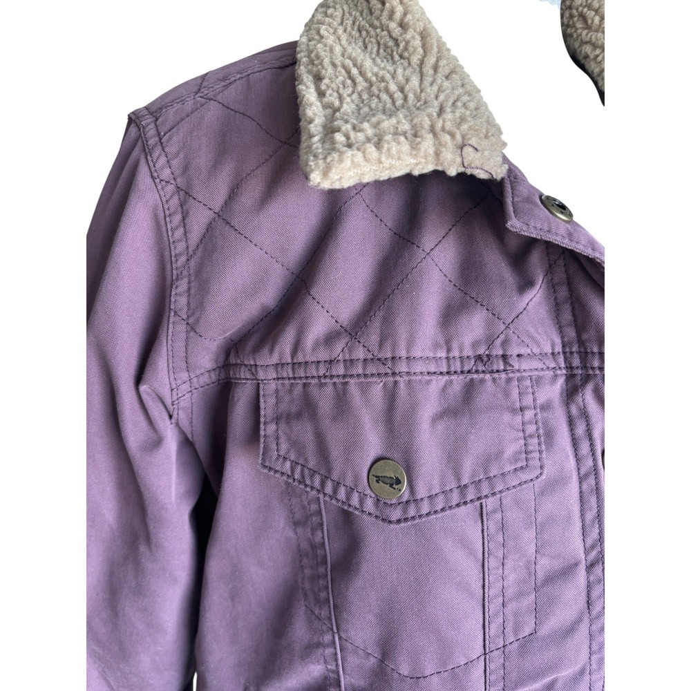 Toad & Co Barn Jacket Large Plum/Purple Sherpa Collar Quilted Utility Workwear - Picture 5 of 16